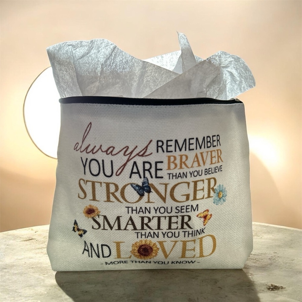 Inspirational Canvas Cosmetic Bag with (2) Sadoer Korean Tear-Off Facial Mask